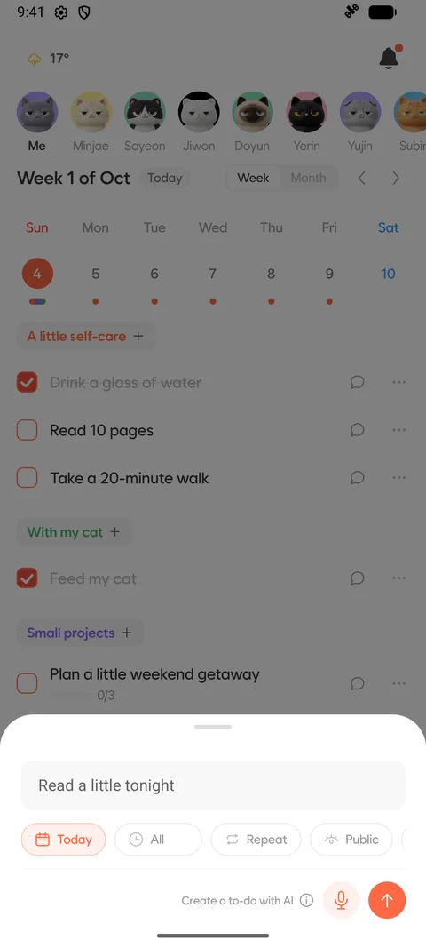 Android · Example recurring suggestions to accept or skip