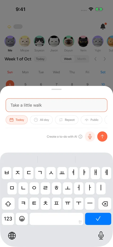 iPhone · Adding a to-do with dates, times and AI input