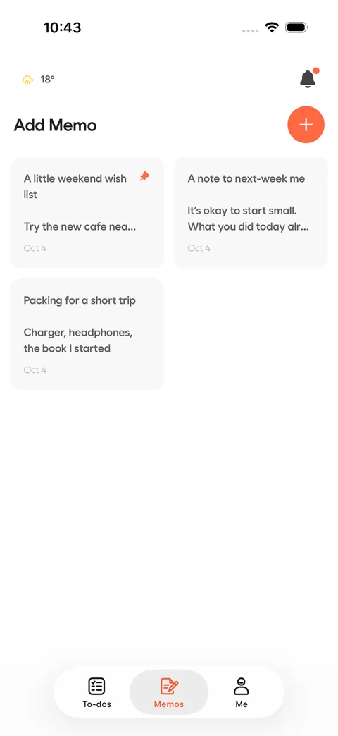 iPhone · Pinned notes and your notes list