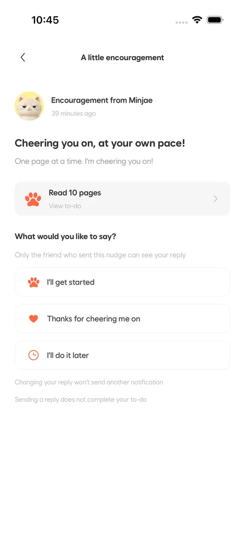 iPhone · A friend’s nudge and three ways to reply