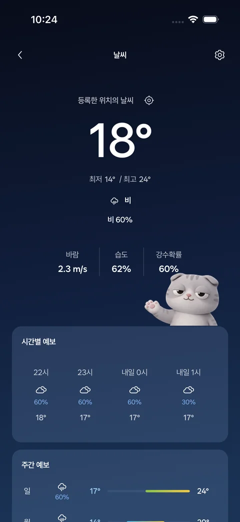 iPhone · 현재 날씨와 시간별 예보