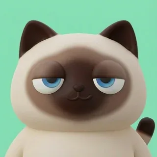 연녹색 배경에 갈색 얼굴과 귀를 가진 고양이