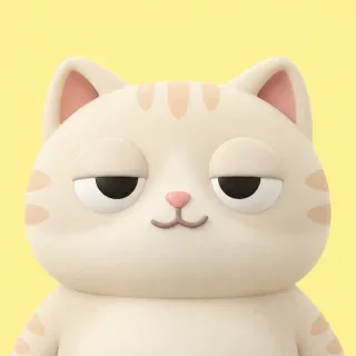 연노랑 배경에 졸린 표정을 짓고 있는 크림색 고양이
